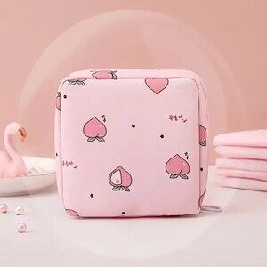 Pink Peach Holiday Festive Makeup Cosmetic Bag  Zipper Lightweight